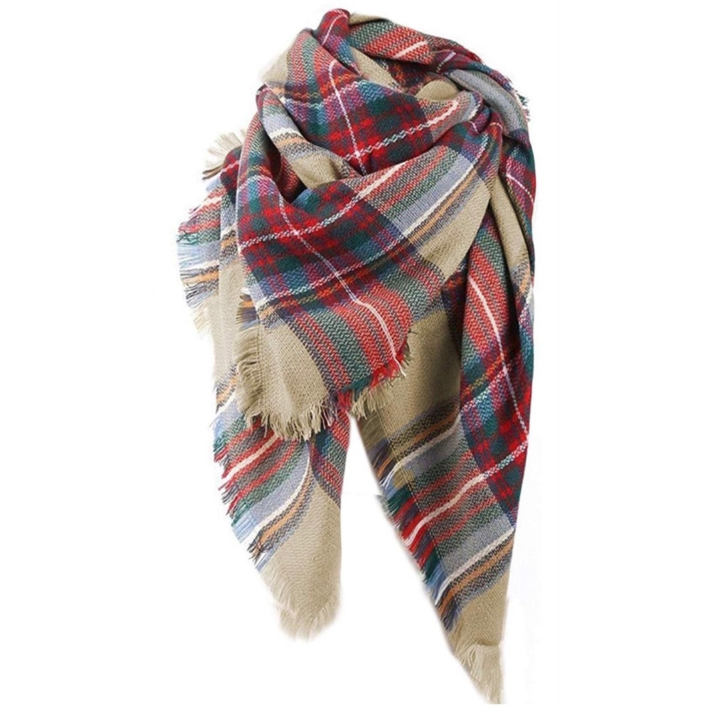 Cozy Oversized Plaid Blanket Scarf